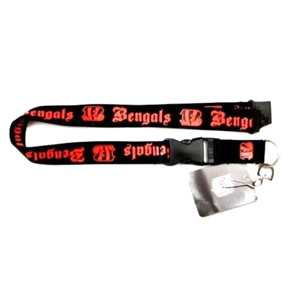 Cincinnati Bengals Lanyard Keychain 2 Sided Old English Font Design Licensed New
